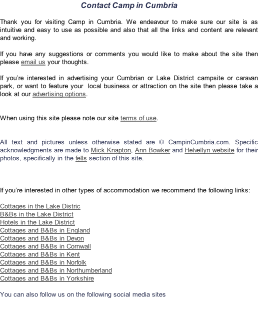 Contact Camp in Cumbria